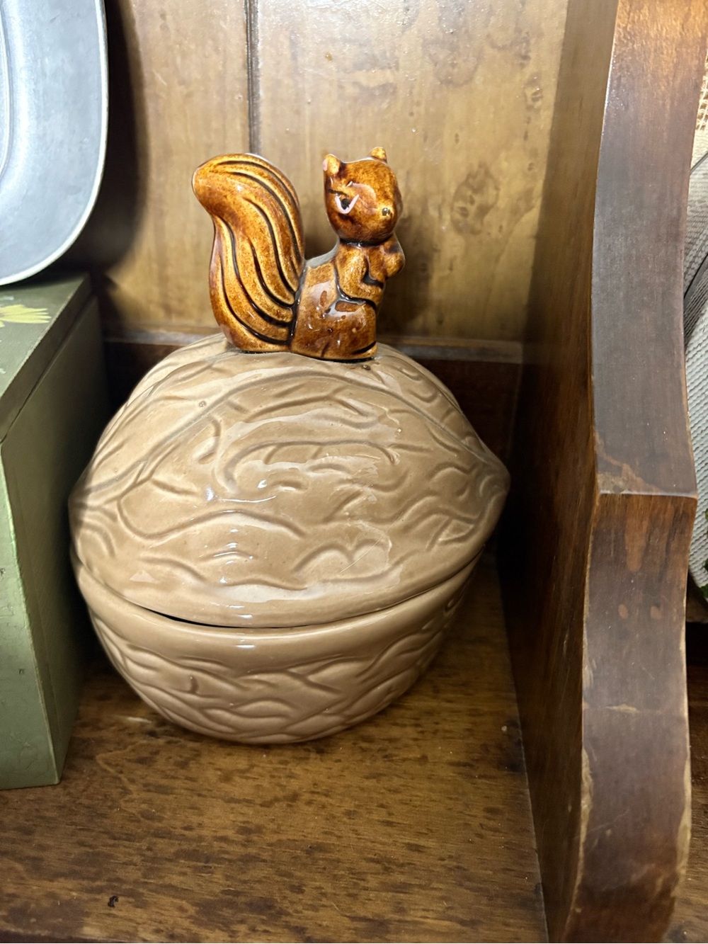 Brown Ceramic Squirrel Lidded Canister - Home Art